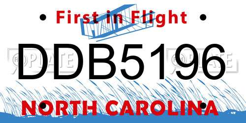 DDB5196 North Carolina License Plate