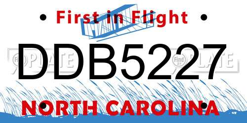 DDB5227 North Carolina License Plate