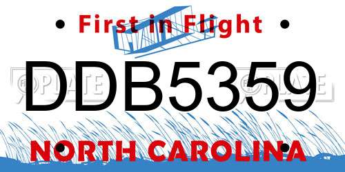 DDB5359 North Carolina License Plate