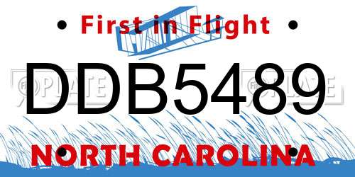 DDB5489 North Carolina License Plate