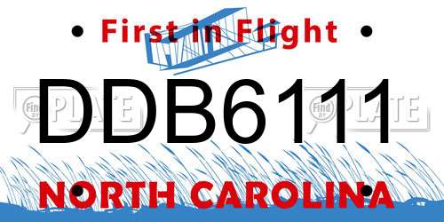 DDB6111 North Carolina License Plate