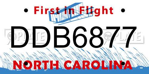 DDB6877 North Carolina License Plate