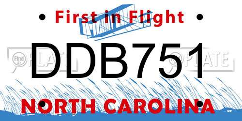 DDB751 North Carolina License Plate