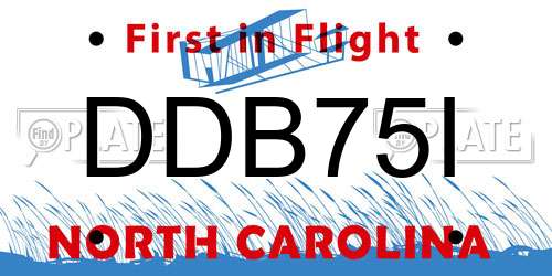DDB75I North Carolina License Plate