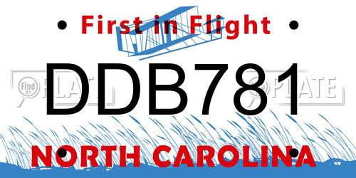 DDB781 North Carolina License Plate