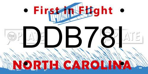 DDB78I North Carolina License Plate