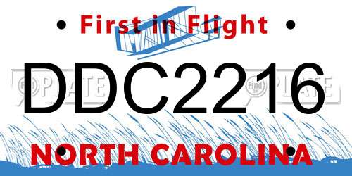 DDC2216 North Carolina License Plate