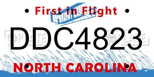 DDC4823 North Carolina License Plate