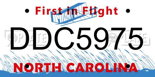 DDC5975 North Carolina License Plate