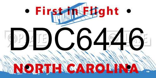 DDC6446 North Carolina License Plate