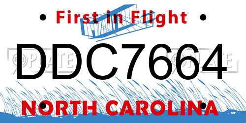 DDC7664 North Carolina License Plate