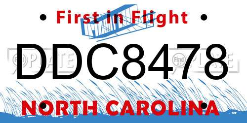 DDC8478 North Carolina License Plate