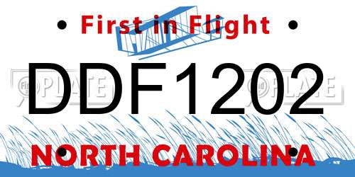 DDF1202 North Carolina License Plate