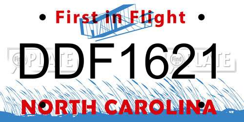 DDF1621 North Carolina License Plate