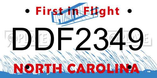 DDF2349 North Carolina License Plate