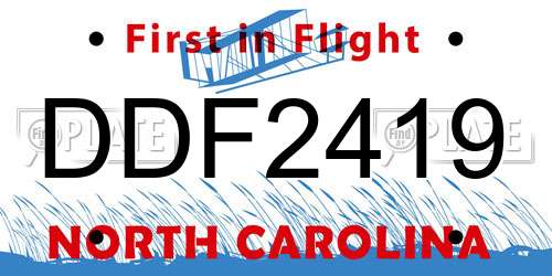 DDF2419 North Carolina License Plate