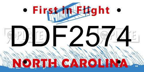DDF2574 North Carolina License Plate