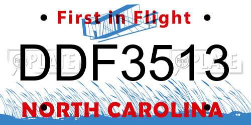 DDF3513 North Carolina License Plate