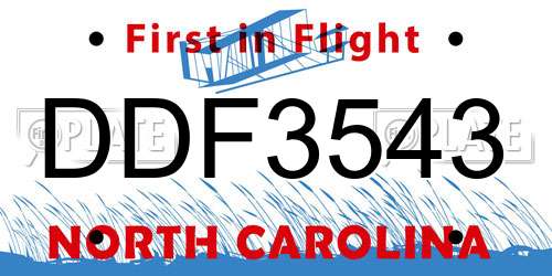 DDF3543 North Carolina License Plate
