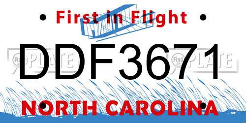DDF3671 North Carolina License Plate