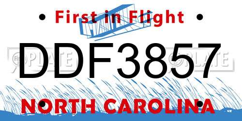 DDF3857 North Carolina License Plate