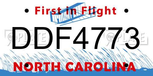 DDF4773 North Carolina License Plate