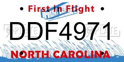 DDF4971 North Carolina License Plate