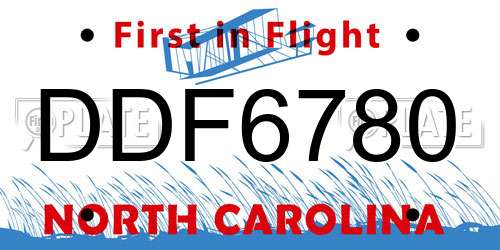 DDF6780 North Carolina License Plate