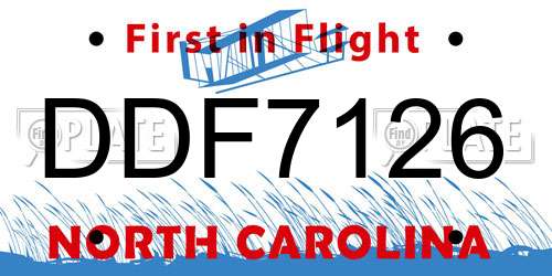 DDF7126 North Carolina License Plate