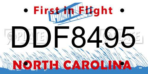 DDF8495 North Carolina License Plate