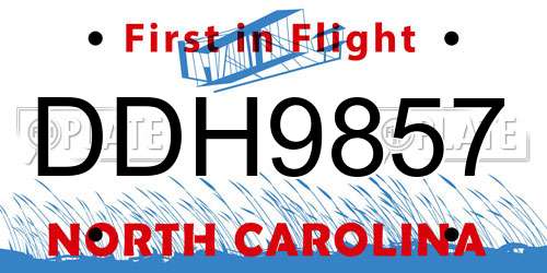 DDH9857 North Carolina License Plate
