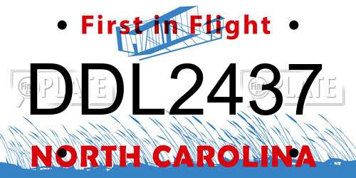 DDL2437 North Carolina License Plate