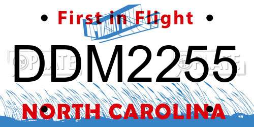 DDM2255 North Carolina License Plate