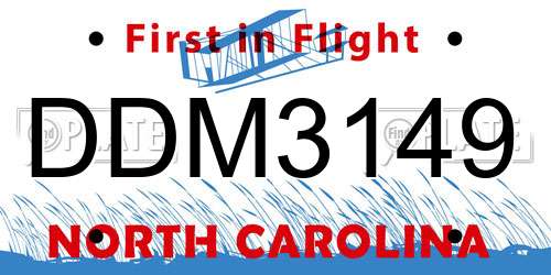 DDM3149 North Carolina License Plate