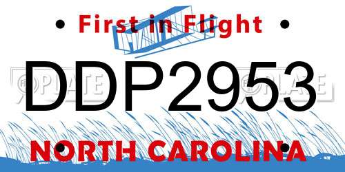 DDP2953 North Carolina License Plate