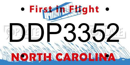 DDP3352 North Carolina License Plate