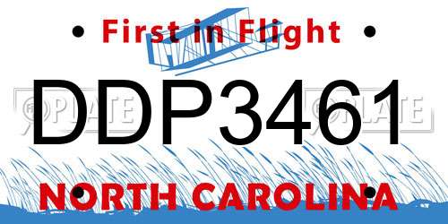 DDP3461 North Carolina License Plate