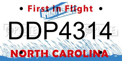 DDP4314 North Carolina License Plate