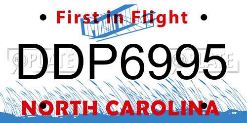 DDP6995 North Carolina License Plate