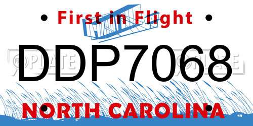 DDP7068 North Carolina License Plate