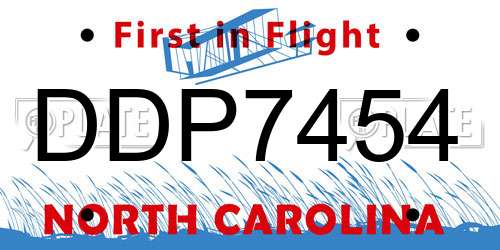 DDP7454 North Carolina License Plate
