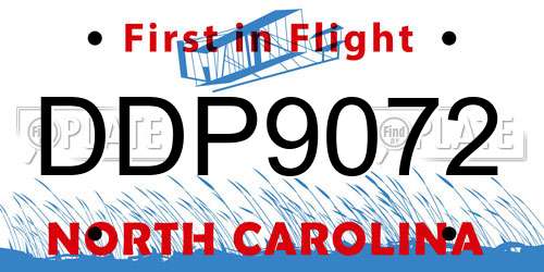 DDP9072 North Carolina License Plate