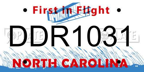 DDR1031 North Carolina License Plate