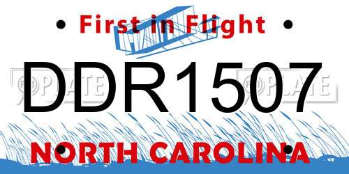 DDR1507 North Carolina License Plate