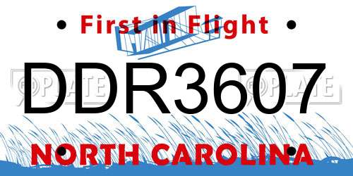 DDR3607 North Carolina License Plate