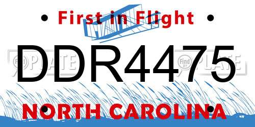 DDR4475 North Carolina License Plate