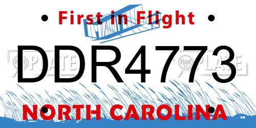 DDR4773 North Carolina License Plate