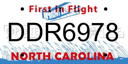DDR6978 North Carolina License Plate