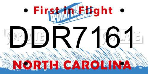DDR7161 North Carolina License Plate
