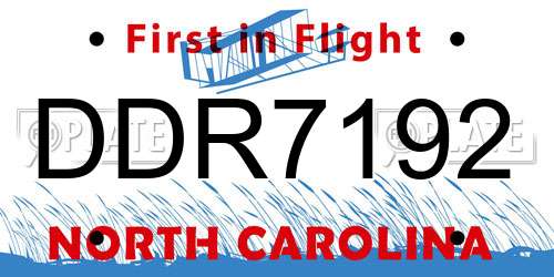 DDR7192 North Carolina License Plate
